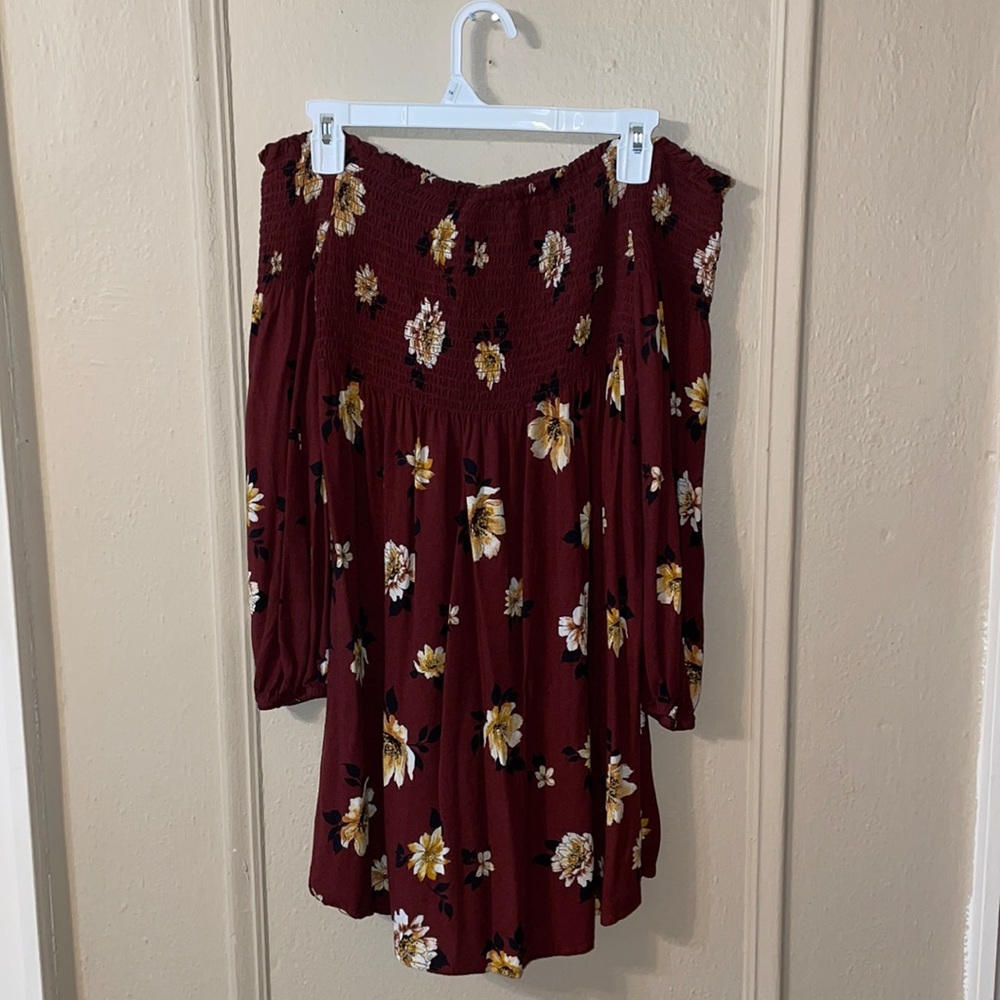 Burgundy Flower Dress
